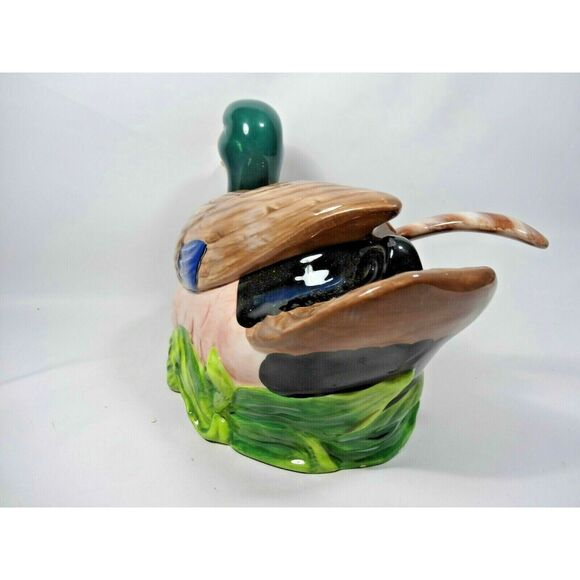 Mallard Duck Stoneware Soup Tureen w/ Ladle Cabin Lodge Dining Kitchen Tabletop - Picture 4 of 6